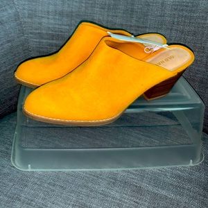 Suede mule heeled footwear.